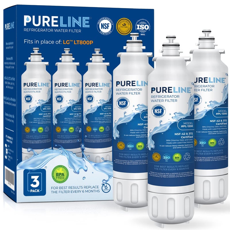 Pureline فلتر مياه الثلاجة Pureline LT800P بديل Kenmore 9490، Kenmoreclear 46-9490، LG LT800P، ADQ73613401، ADQ73613402، ADQ73613408، ADQ75795104، LSXS26326S، LMXC23746S، LMXC23746D (عبوة 3) - Image 1